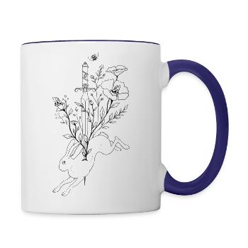 bunny dagger flower - Contrast Coffee Mug - white/cobalt blue - Right