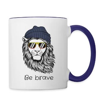 Be brave design - Contrast Coffee Mug - white/cobalt blue - Right
