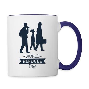world refugee day black - Contrast Coffee Mug - white/cobalt blue - Right