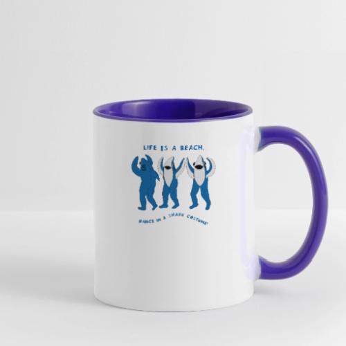 Dancing Sharks, Life Is a Beach - Contrast Coffee Mug
