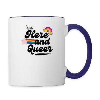 Here and Queer - Contrast Coffee Mug - white/cobalt blue - Right