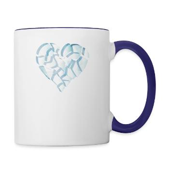 Broken Ice Heart - Broken Heart Shape - Contrast Coffee Mug - white/cobalt blue - Right