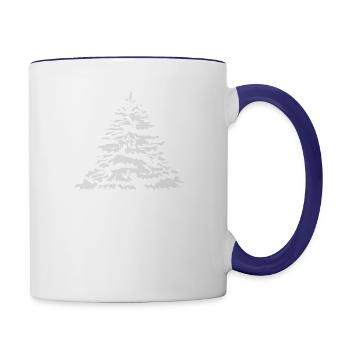 snowy christmas tree or fir tree - Contrast Coffee Mug - white/cobalt blue - Right