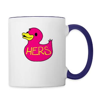 rubber duckie hers - Contrast Coffee Mug - white/cobalt blue - Right
