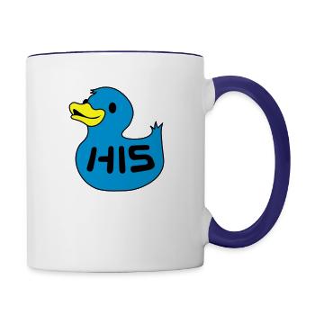 Rubber duckie his - Contrast Coffee Mug - white/cobalt blue - Right