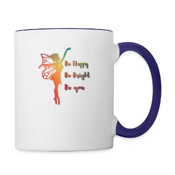 Be Happy Be Bright Be You Fairy - Contrast Coffee Mug - white/cobalt blue - Right