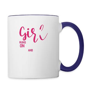 This Girl Runs On Jesus And Cheer Funny - Contrast Coffee Mug - white/cobalt blue - Right