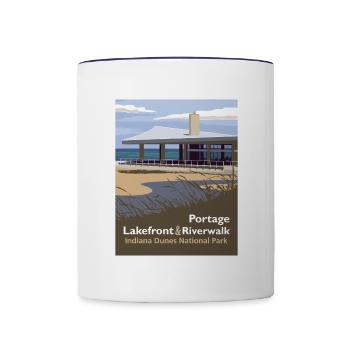Portage Lakefront | Indiana Dunes National Park - Contrast Coffee Mug - white/cobalt blue - Front
