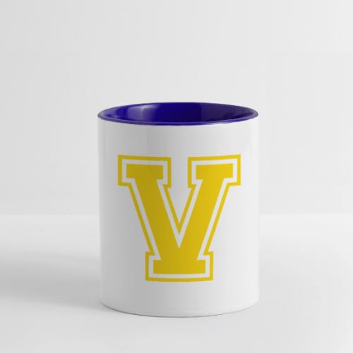 Letter V – Capital Athletic Alphabet Monogram - Contrast Coffee Mug
