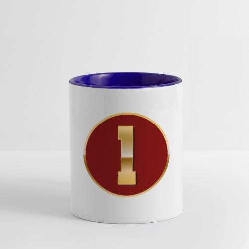 Number 1 in Gold Varsity Font - Contrast Coffee Mug