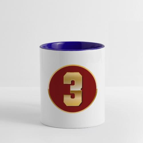 Number 3 in Gold Varsity Font - Contrast Coffee Mug