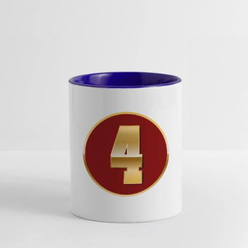 Number 4 in Gold Varsity Font - Contrast Coffee Mug
