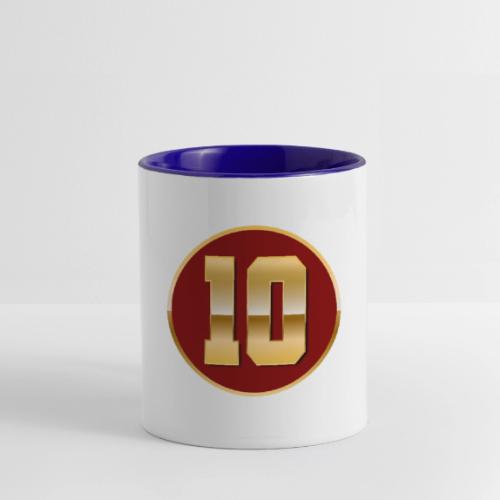Number 10 in Gold Varsity Font - Contrast Coffee Mug