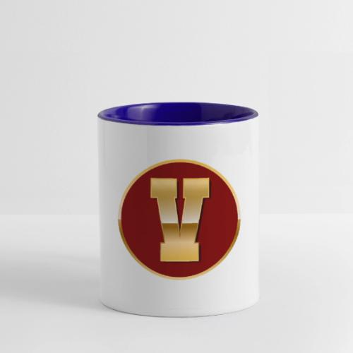 Letter V – Capital Varsity Alphabet Monogram - Contrast Coffee Mug