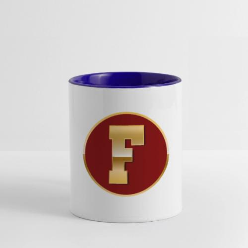Letter F – Capital Varsity Alphabet Monogram - Contrast Coffee Mug