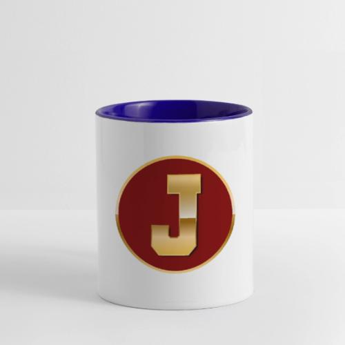 Letter J – Capital Varsity Alphabet Monogram - Contrast Coffee Mug