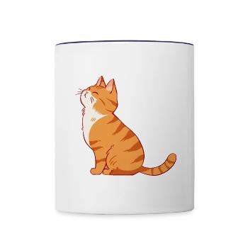 Orange tabby cat meowing - Contrast Coffee Mug - white/cobalt blue - Front