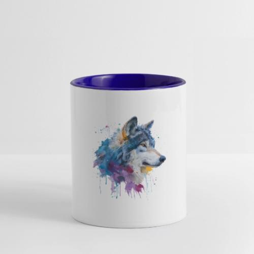 Splash-Art Wolf Head - Contrast Coffee Mug