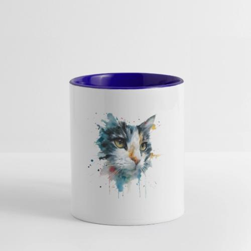 Watercolor cat face - Contrast Coffee Mug