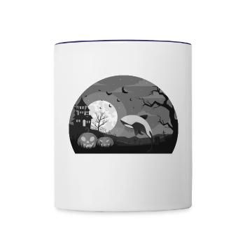 Orca Killer Whale Moonlight Funny Halloween Costum - Contrast Coffee Mug - white/cobalt blue - Front