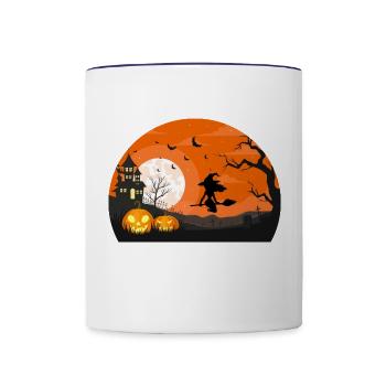 Orca Killer Whale Moonlight Funny Halloween Costum - Contrast Coffee Mug - white/cobalt blue - Front