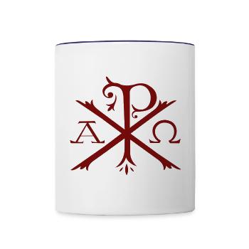 Jesus Christ Alpha and Omega - XR AO - Contrast Coffee Mug - white/cobalt blue - Front