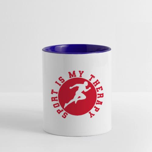 Sport Is My Therapy – Running Motivation Badge - Contrast Coffee Mug