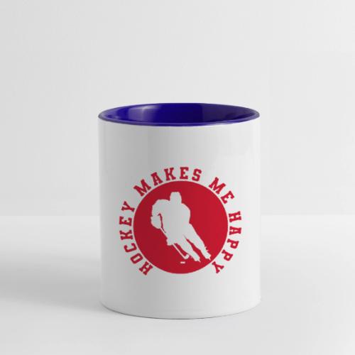 Hockey Makes Me Happy – Ice Hockey Fan Emblem - Contrast Coffee Mug