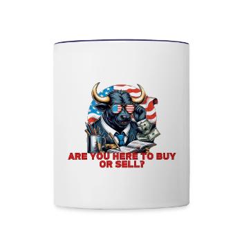 Are you here to buy or sell - Contrast Coffee Mug - white/cobalt blue - Front