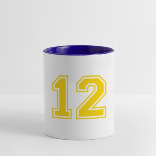 Number 12 in a classic athletic collegiate font - Contrast Coffee Mug