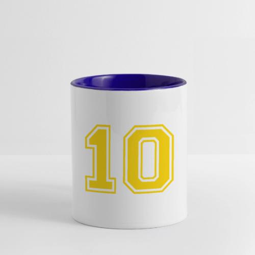 Number 10 in a classic athletic collegiate font - Contrast Coffee Mug