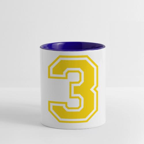 Number 3 in a classic athletic collegiate font - Contrast Coffee Mug