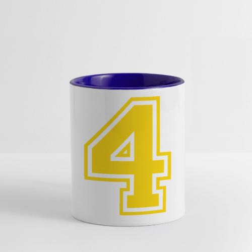 Number 4 in a classic athletic collegiate font - Contrast Coffee Mug