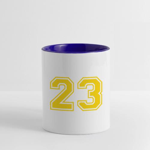 Number 23 in a classic athletic collegiate font - Contrast Coffee Mug