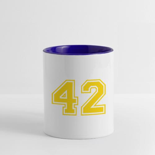 Number 42 in a classic athletic collegiate font - Contrast Coffee Mug