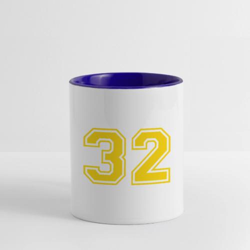 Number 32 in a classic athletic collegiate font - Contrast Coffee Mug