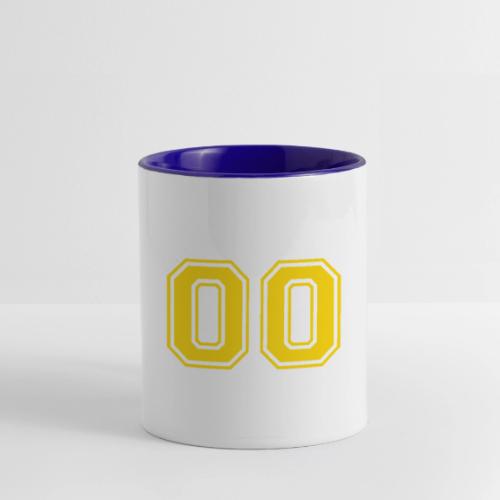 Number 00 in a classic athletic collegiate font - Contrast Coffee Mug