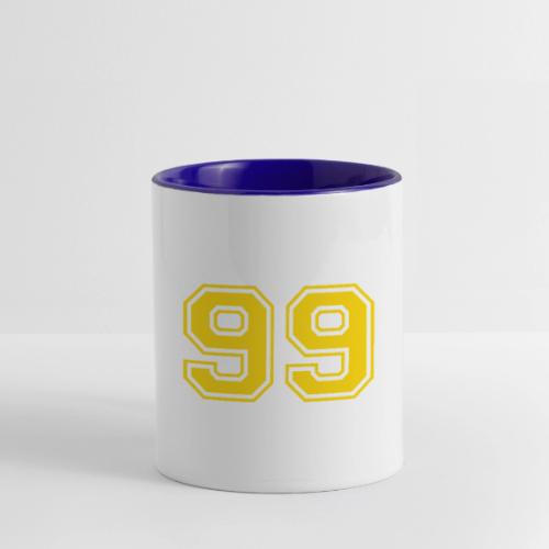 Number 99 in a classic athletic collegiate font - Contrast Coffee Mug