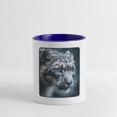 Snow Leopard Blue Eyes Design - Contrast Coffee Mug