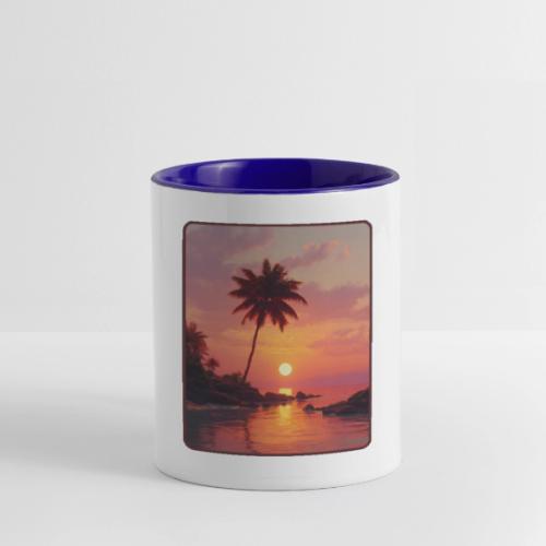 Tropical Beach Sunset Palm Design - Contrast Coffee Mug
