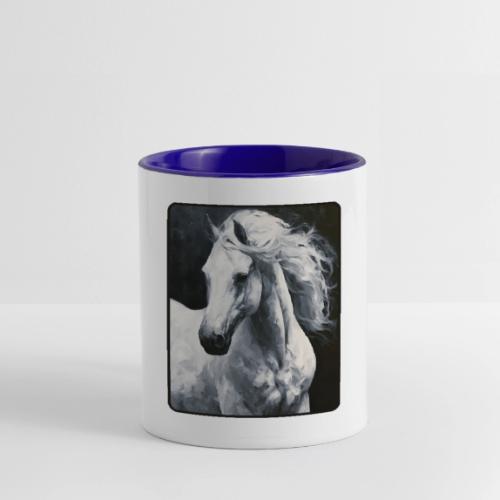 White Horse Oil Painting Design - Contrast Coffee Mug
