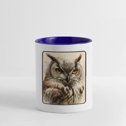 Great Horned Owl Watercolor Design - Contrast Coffee Mug