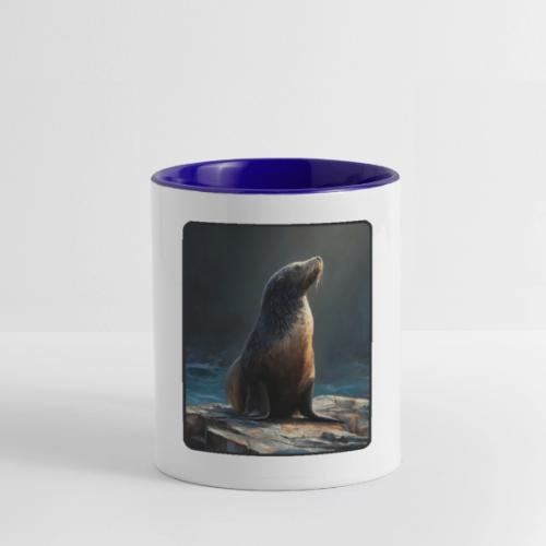 Fur Seal Artistic Shore Portrait Design - Contrast Coffee Mug