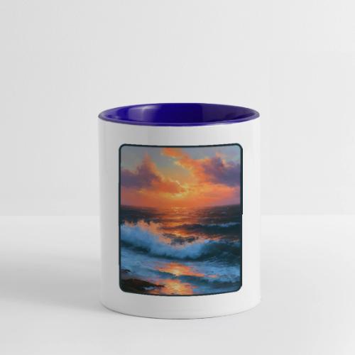 Sunset Storm Waves Oil Painting - Contrast Coffee Mug