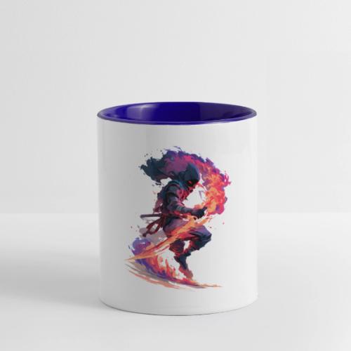 Flaming Ninja Warrior Fantasy Design - Contrast Coffee Mug