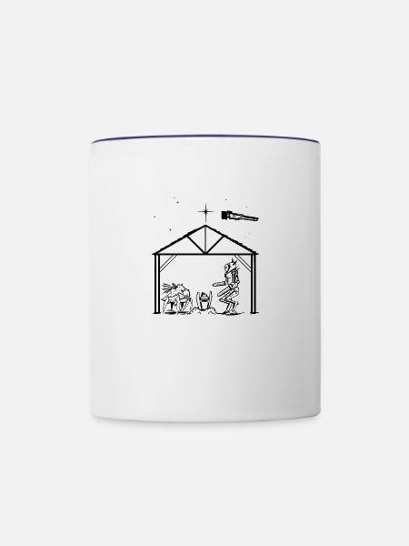 Mixed Faith Helldivers Nativity - Contrast Coffee Mug - white/cobalt blue