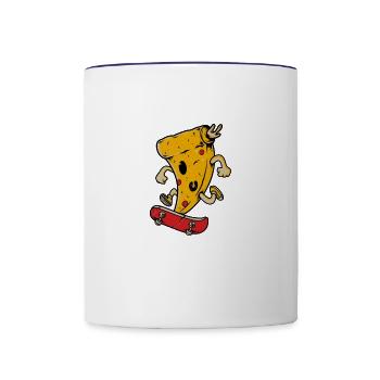 slice pizza skate - Contrast Coffee Mug - white/cobalt blue - Front