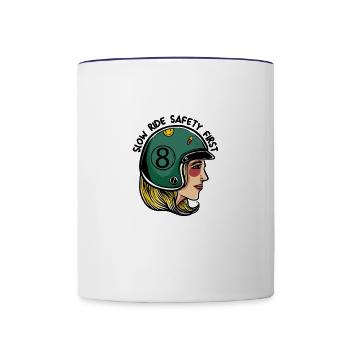 slow ride safety first - Contrast Coffee Mug - white/cobalt blue - Front