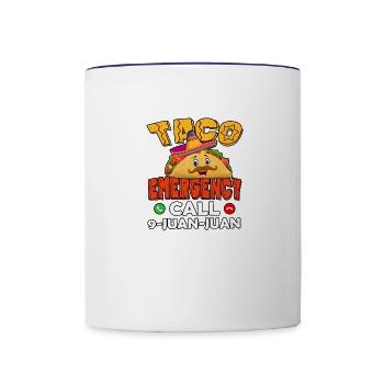 Taco Emergency Call 9 Juan Juan Funny Cinco De - Contrast Coffee Mug - white/cobalt blue - Front