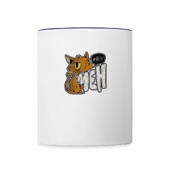 Funny Meh Cat Gift For Cat Lovers - Contrast Coffee Mug - white/cobalt blue - Front